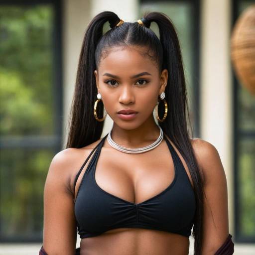 Confident woman in black crop top and gold jewelry