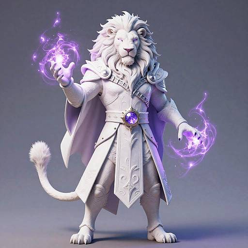 White Fantasy Lion Wizard Casting Spells