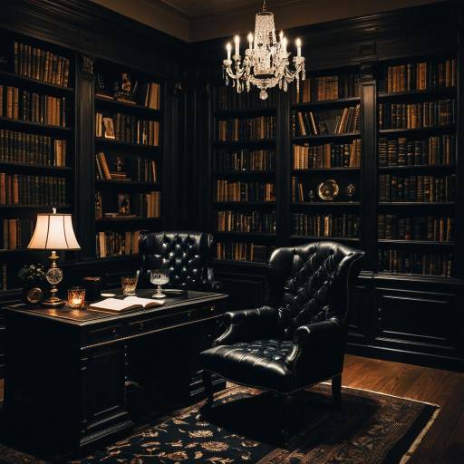 Moody Luxurious Home Library Interior