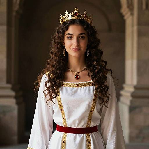 Regal Young Woman in Medieval Dress
