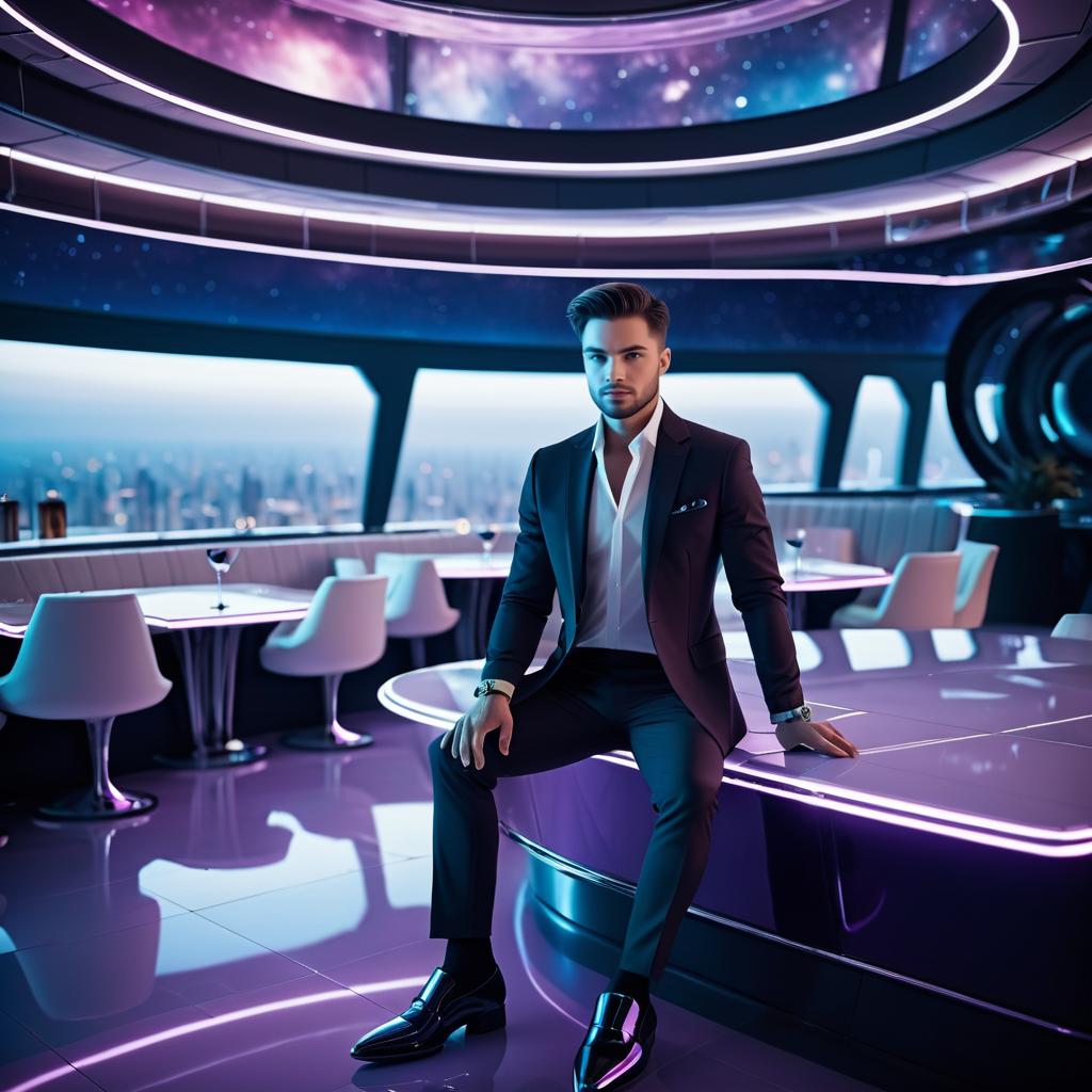 Chic Young Adult in Futuristic Eatery