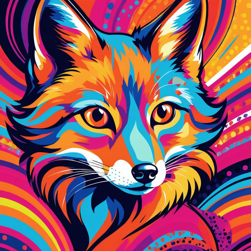 Vibrant Pop Art Fox with Quirky Patterns