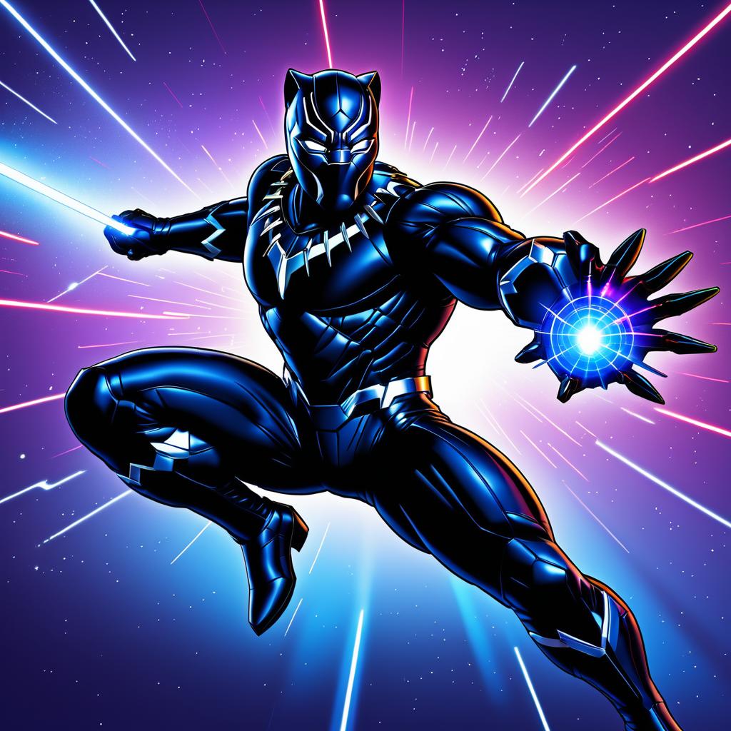 Dynamic Black Panther with Laser Action