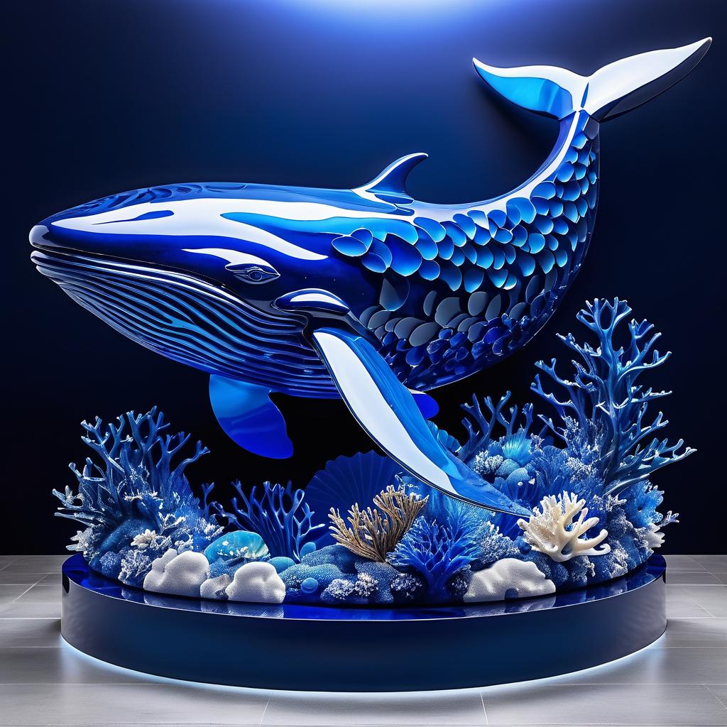 Enchanting 3D Whale Sculpture with Coral