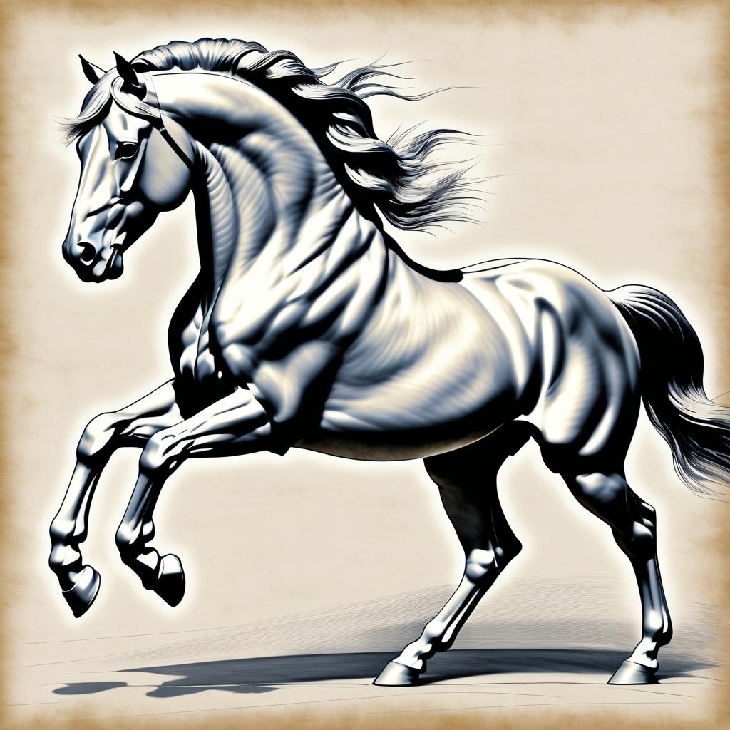 Dynamic Pencil Sketch of a Horse