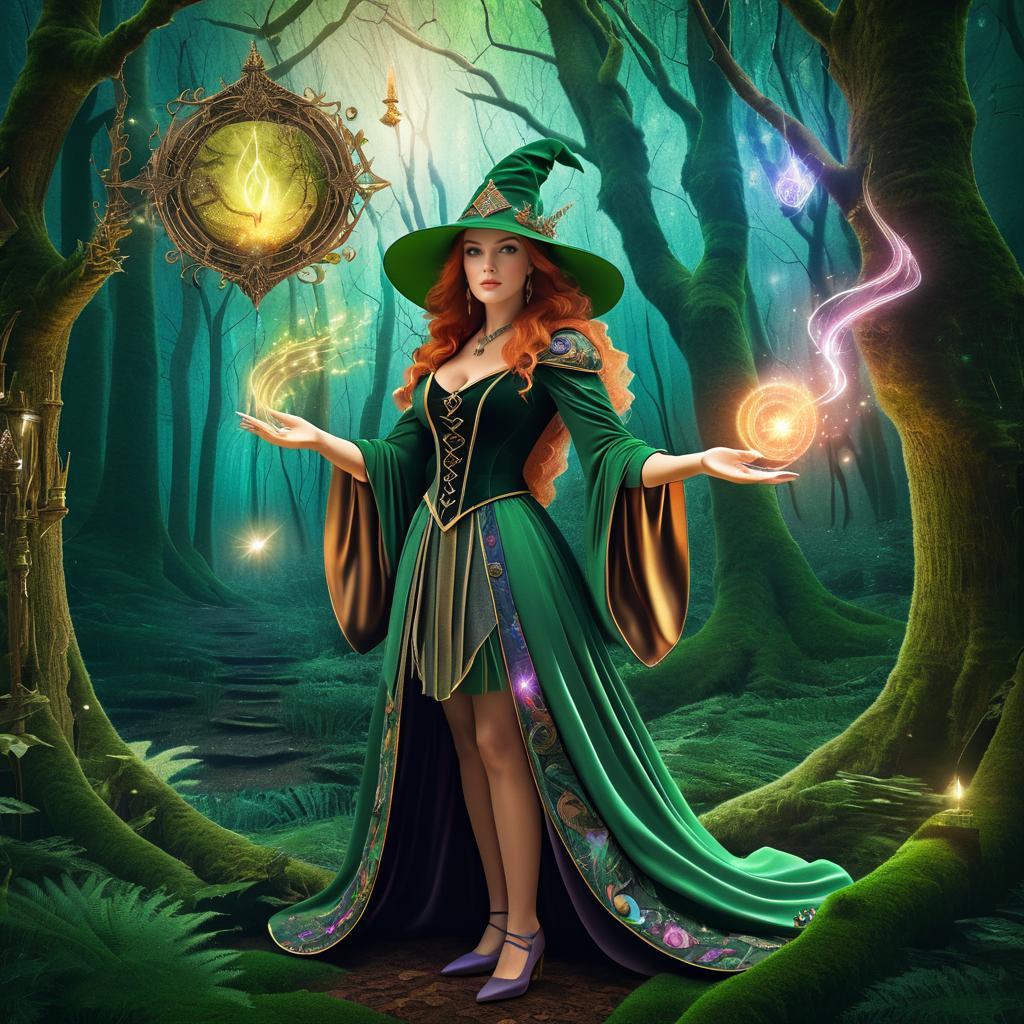 Fantasy Sorceress Collage in Enchanted Forest