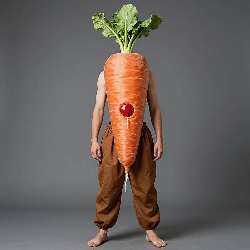 Surreal Radish and Carrot Costume Portrait
