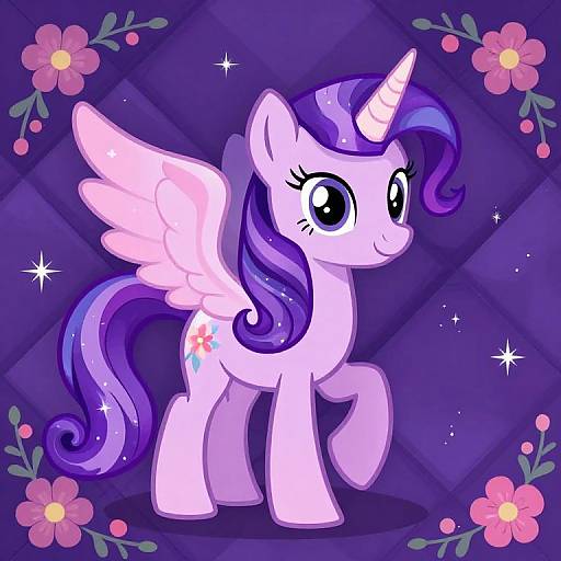 Vibrant Amethyst Rose Unicorn Illustration