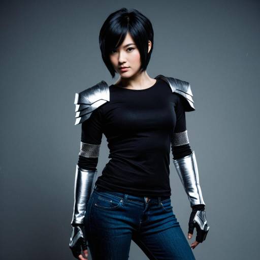 Woman in Futuristic Silver and Black Cosplay Outfit