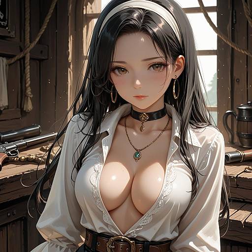 Pirate Girl with Jewelry and Gun