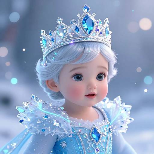 3D Baby Snow Princess with Neon Crystals