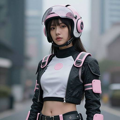 Futuristic Cyberpunk Woman in Pink
