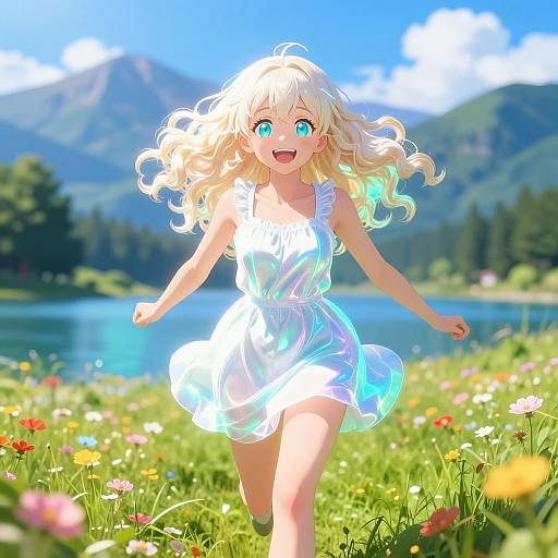 Happy Girl Running Outdoors in HD