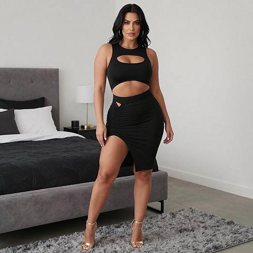 Confident Woman in Stylish Black Dress