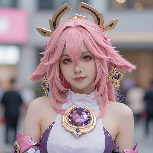 Portrait of Royal Pink-Haired Figure