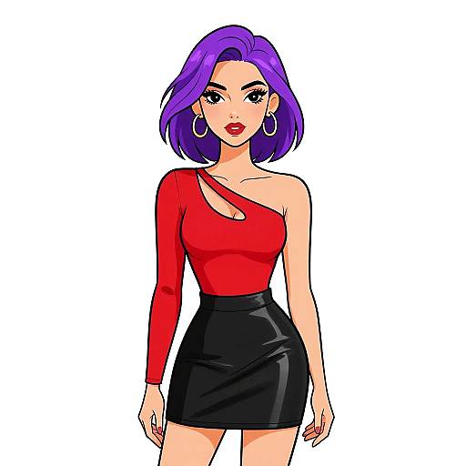 Modern Chic Woman in Red Bodysuit