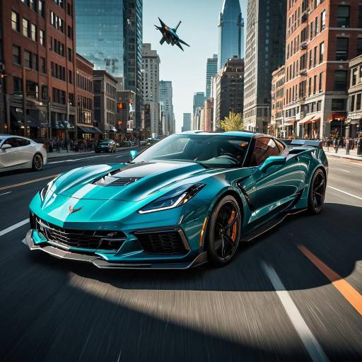 Metallic Teal C7 Corvette ZR1 in City Street