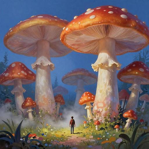 Surreal Giant Mushrooms with Explorer