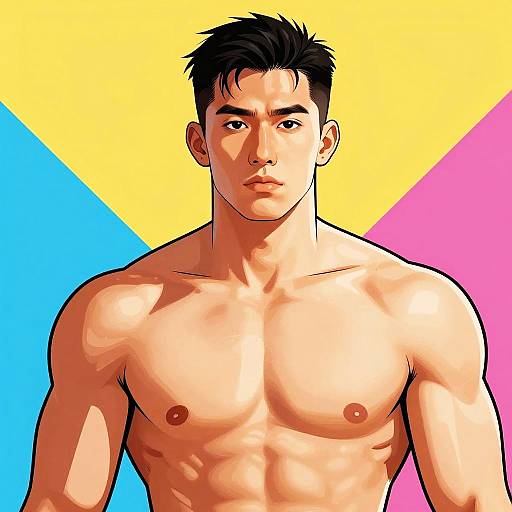 Muscular Asian Man Illustration