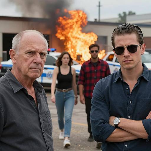 Dramatic Scene with Four Persons and Fire