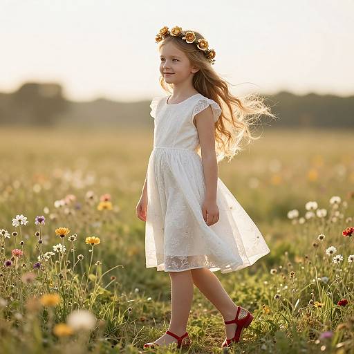 Young Girl in Sunlit Meadow