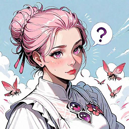 Pink-Haired Creature Under Cumulonimbus Sky