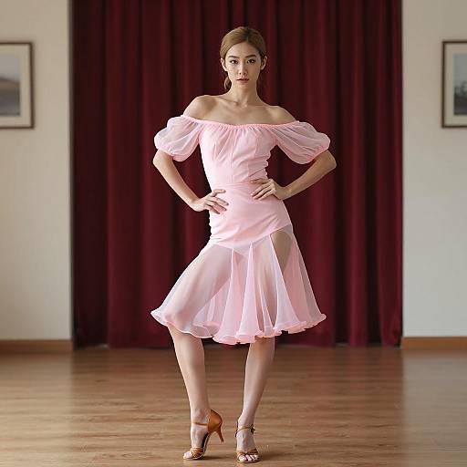 Elegant Pink Dress Dance Costume Photo