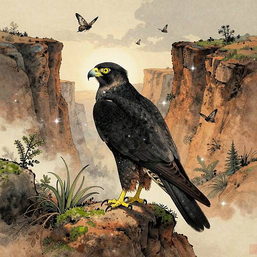 Vigilant Desert Falcon in Dusk