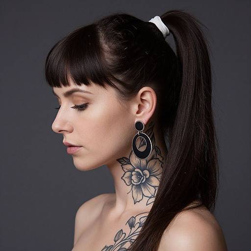 Serene Profile of Tattooed Woman