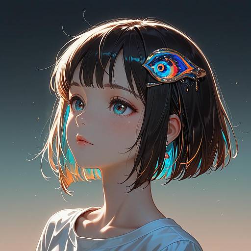 Ghibli Girl with Psychedelic Custard Bob