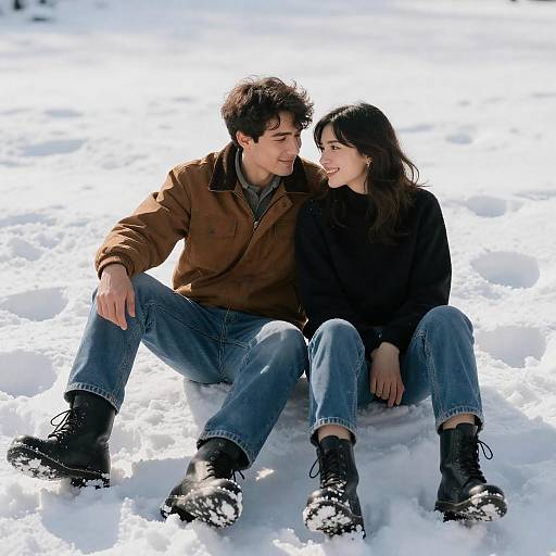 Cozy Winter Moment in Snow