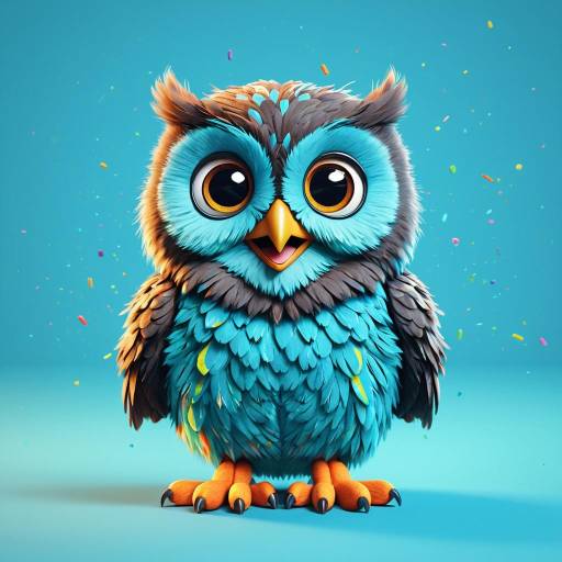 3D Cartoon Baby Owl with Big Eyes