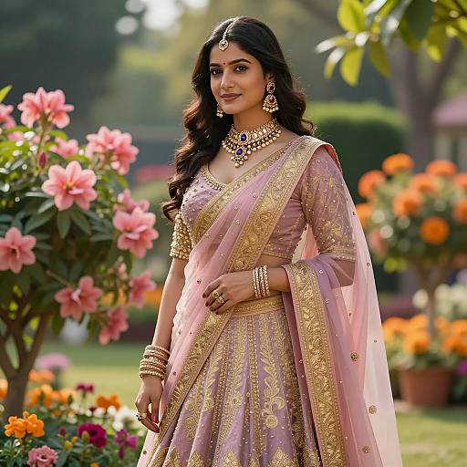 Elegant Indian Woman in Vibrant Garden