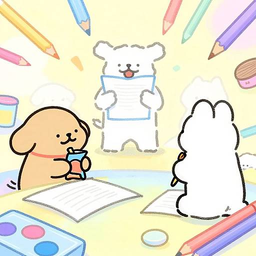 Cute Cartoon Animals Drawing Themselves