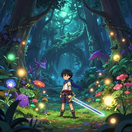 Anime Fantasy Forest Adventure Scene