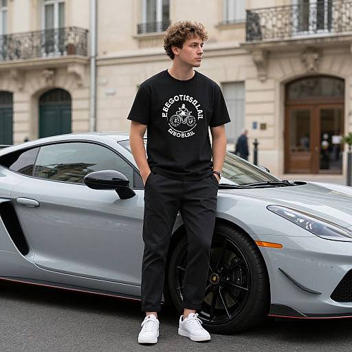 Egotistical Man with Sports Car Mockup