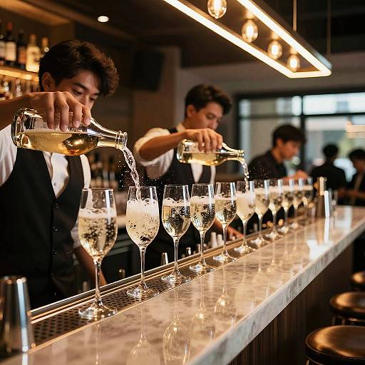 Modern Bar Scene with Sparkling Cava