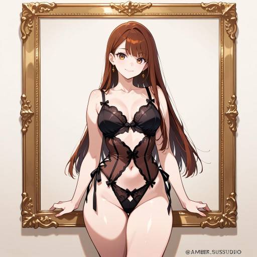 Plus Size Woman in Elegant Black Lingerie