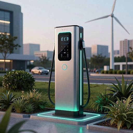 Futuristic EV Charging Station Twilight