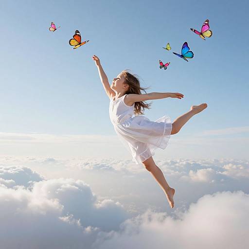 Child Soaring Above Clouds