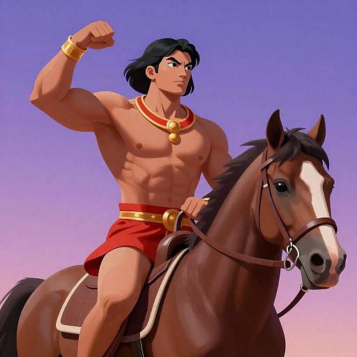 Heroic Warrior on a Galloping Horse