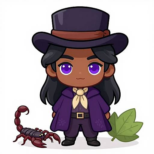 Chibi Boy with Scorpion and Leaves