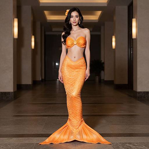 Orange Mermaid Tail Costume Woman
