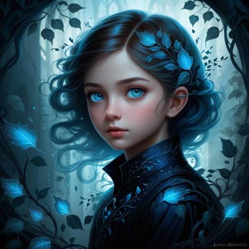 Ethereal Gothic Child with Glowing Eyes