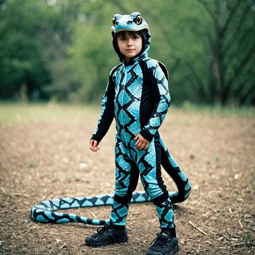 Boy in Snake Costume Outdoors