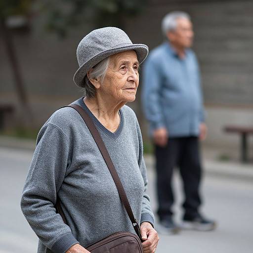 Elderly Man Outdoors with Hat