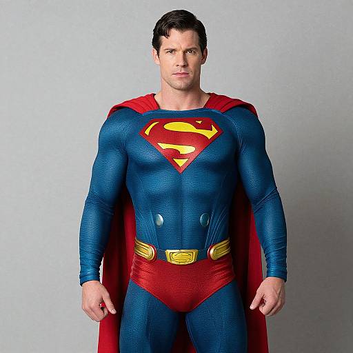 Superman Costume Man by Wall