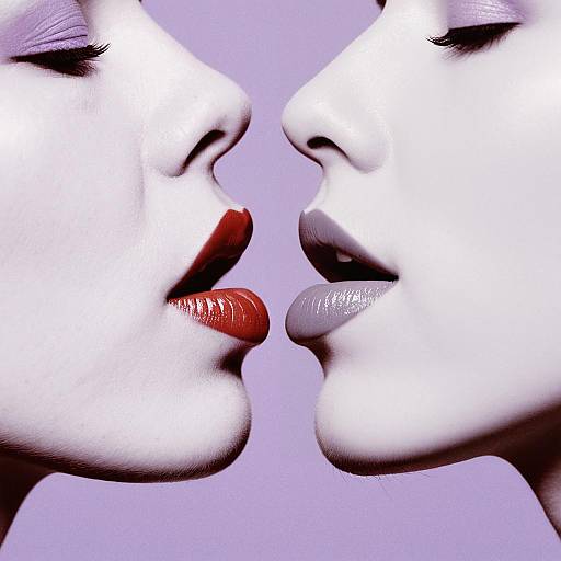 Minimalist Line Art of Kissing Lips