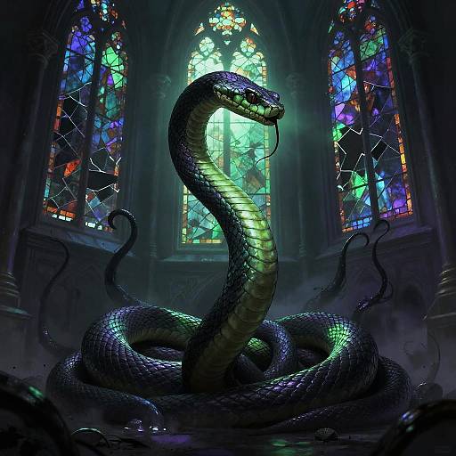 Demonic Snake in Gothic Temple