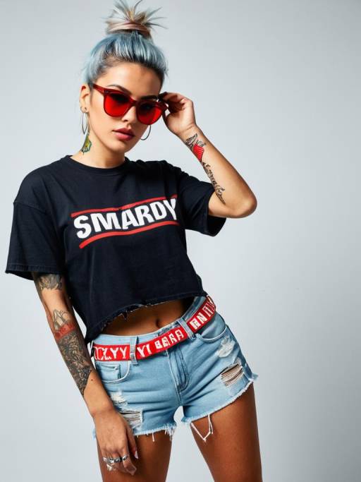 Trendy Woman in Casual Streetwear